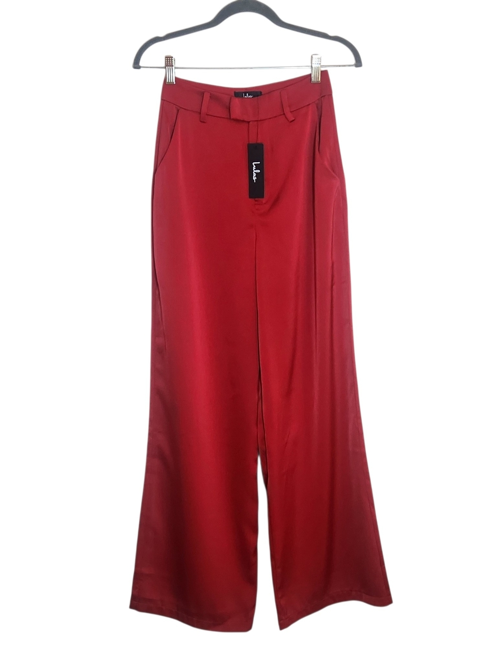 Lulus Red Satin Wide Leg Pants Size Small NWT